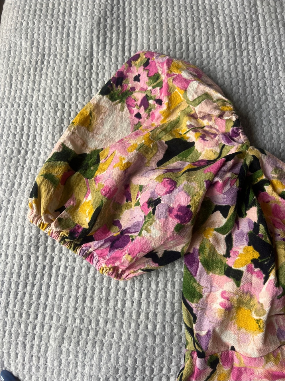 H&M Floral Puff-Sleeve Mini Dress — Pink, Purple & Green - Picture 2 of 8